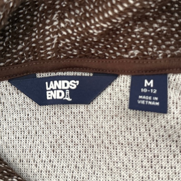 Lands' End Cowl Neck Dark Brown/White Boucle Textured Sweater Size M - Picture 6 of 8